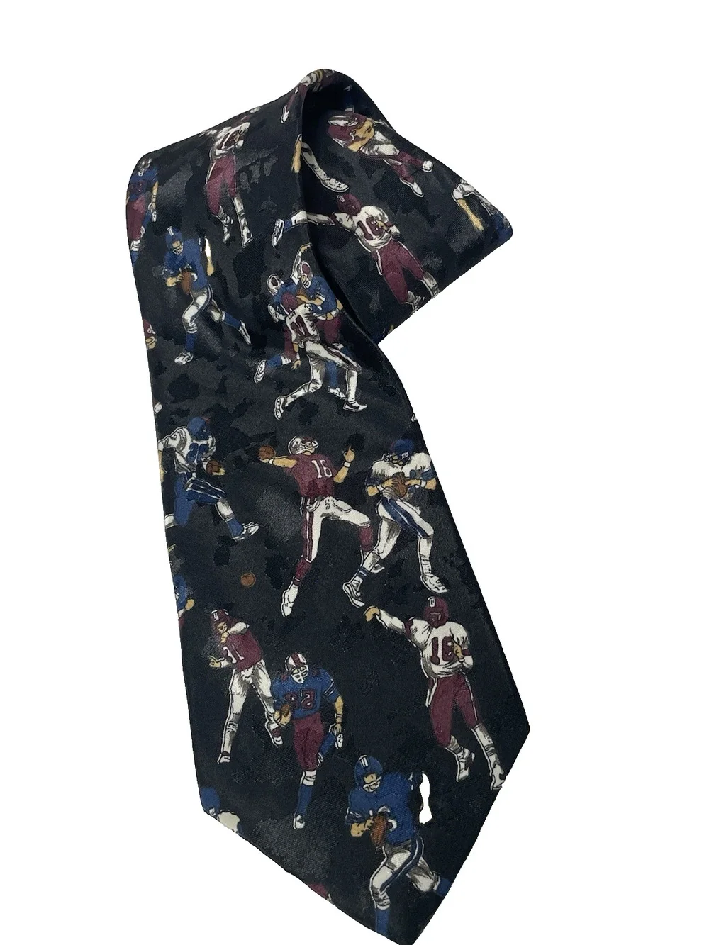 Vintage Lo-Bills Football Players Necktie Black Wide Tie Made in USA 56